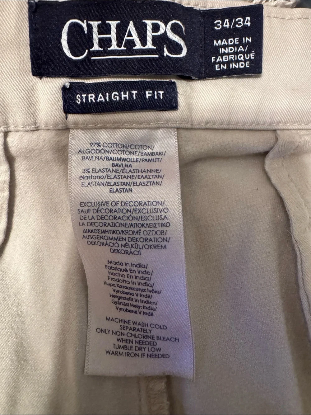 Chaps Men's Light Cream Chinos